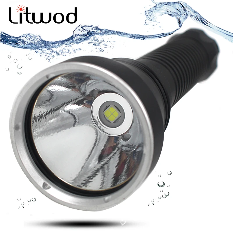 

Z20D88 Litwod Diving Led Flashlight Torch 5000LM Lamp XHP70 LED Stepless Dimming Underwater Under Water 150m IPX8