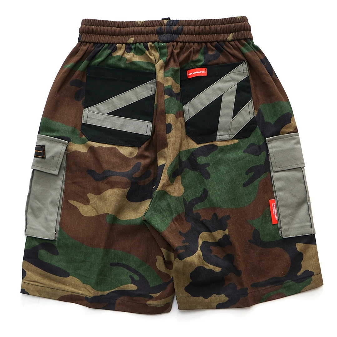 Короткие шорты для бега в стиле хип-хоп с заплатками, уличная одежда, Цветные Лоскутные Шорты-карго, мужские летние шорты в стиле милитари до колен