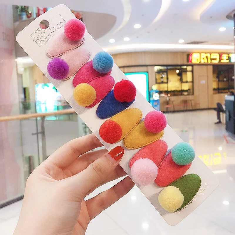 10 Pcs/Set Cartoon Hair Clips For Girls Fur Fruit Hair Clips Children Flower Korean Hair Barrette Animal Hair Pins Princess Elsa