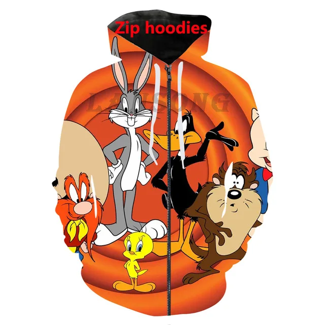 Толстовки с 3d принтом looney-ttes& Аниме, толстовки на молнии, модные мужские/женские забавные толстовки harajuku, уличная одежда в стиле хип-хоп - Цвет: As shown 17