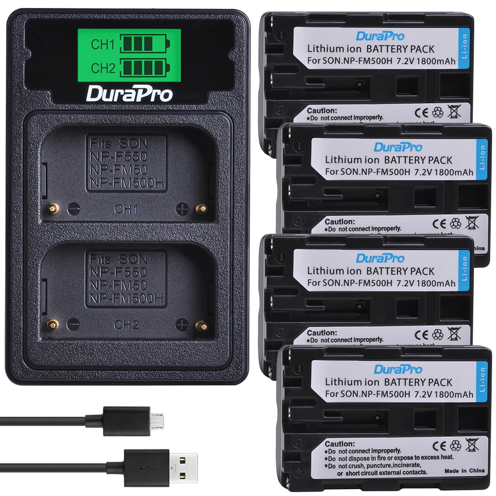 4 шт. 1800 мАч NP FM500H Аккумулятор для камеры+ ЖК-зарядное устройство ...
