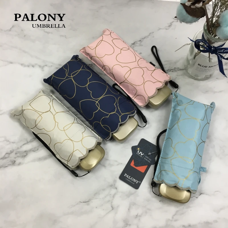 

PALONY-Mini Pocket Umbrella, Compact Folding Umbrella, Love Style Style of the Sun and Rain, Small, 5