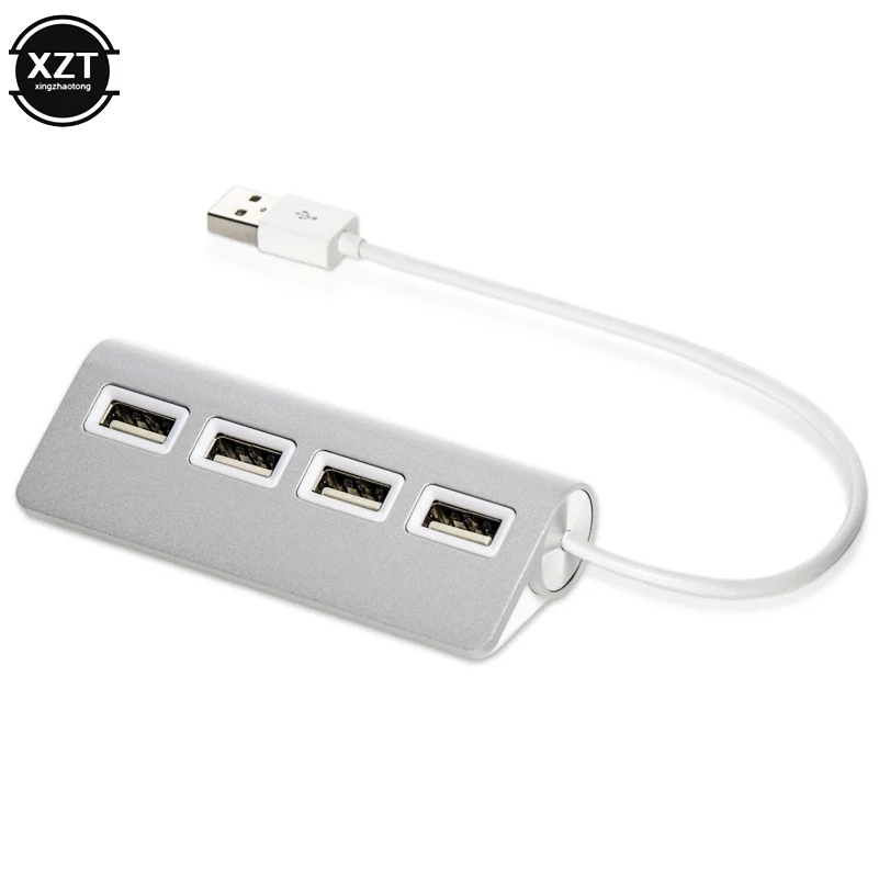 USB 허브 4 포트 USB 2.0 포트 고속 휴대용 OTG 알루미늄 USB 분배기 케이블 어댑터, 애플 맥북 에어 노트북 PC 태블릿