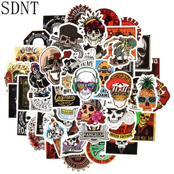 

50 PCS Skeleton Cool Sticker Graffiti Punk Ghost Skull Rock pc Stickers Waterproof Decal Stickers to DIY Skateboard Guitar Car