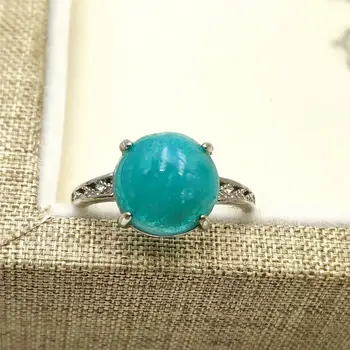 

Genuine Natural Green Amazonite Gemstone Adjustable Ring Woman Rare Gemstone 925 Sterling Silver 11x11mm Ring AAAAA