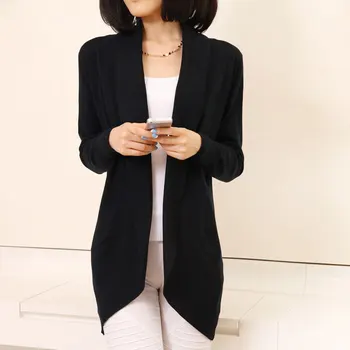 

2020 Autumn Winter New Women Long Sleeve Knitted Sweater Casual Solid Scarf Collar Cardigans Sweaters