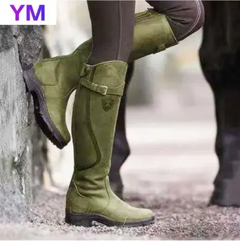 Moda occidental 2020 Botas de Mujer invierno zapatos de tacón altos hasta la rodilla calidad ante largo confort cuadrado Botas de Mujer muslo Bota alta Botas 43
