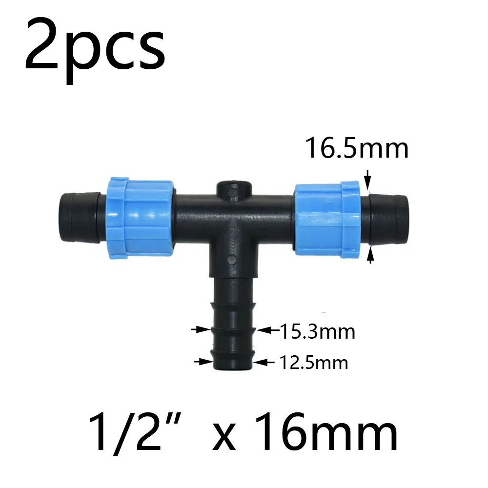 2pcs 16mm Micro Irrigation Drip Tape Connectors Tee Repair Elbow End Plug Tap Fittings Locked Hose Joints Greenhouse Coupler