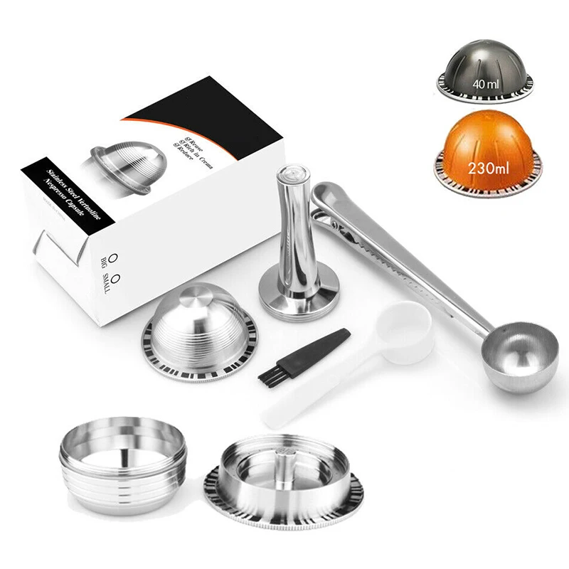 6 шт./компл. многоразовые Кофе капсулы ложка Kit 40/230 мл для кофемашины Nespresso Vertuo ENV135BAE для Krups XN 9031