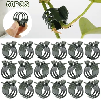 

50pcs Reusable Plant Support Clips Plastic Clamps for Plants Hanging Vine Garden Greenhouse Vegetables Tomatoes Support Clips