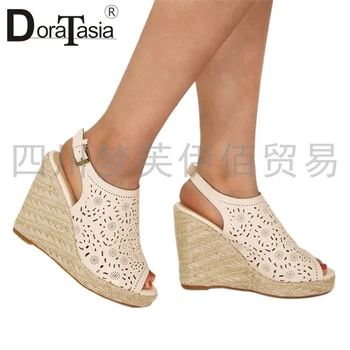 

DORATASIA New Ladies Fashion Super High Wedges Sandals 2020 Summer Hollow Sandals Women Elegant Peep Toe Platform Shoes Woman