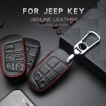 

For Jeep Renegade Grand Cherokee Liberty Patriot Compass Leather Car Key Cover Case For Dodge Journey Charger Chrysler 200 300C