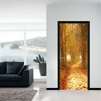 

3D Landscape Painting Bedroom Glass Window PVC Wall Sticker Door Sticker Wall Sticker 38.5*200cm Decoration