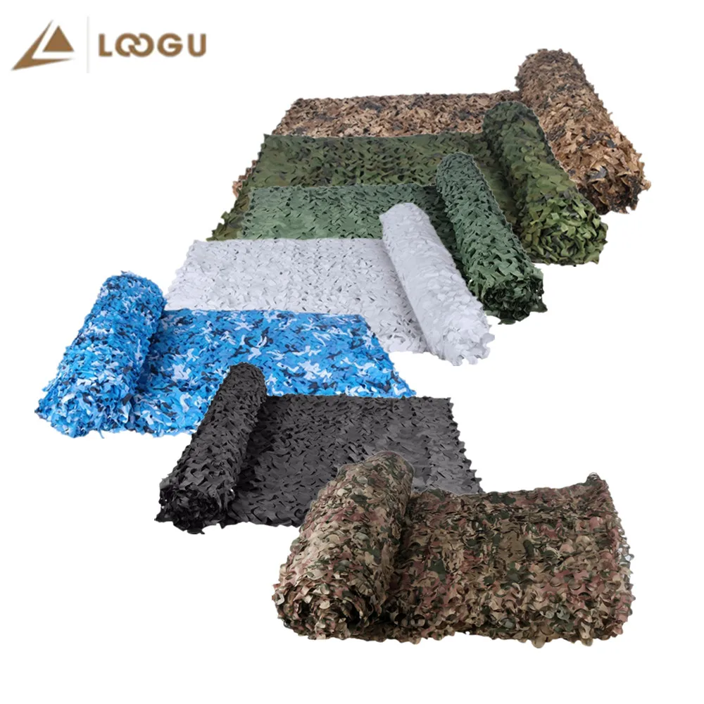 LOOGU Single Layer Camouflage Nets Camo Netting Army Military Outdoor Hunting Army Party Decor Hiding Mesh White Woodland Black
