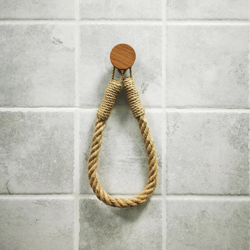 Nail-free Sticker Towel Rack Bathroom Wooden Hook Paper Towel Rack Bathroom Toilet Accessories Set Paper Holder Wooden hook