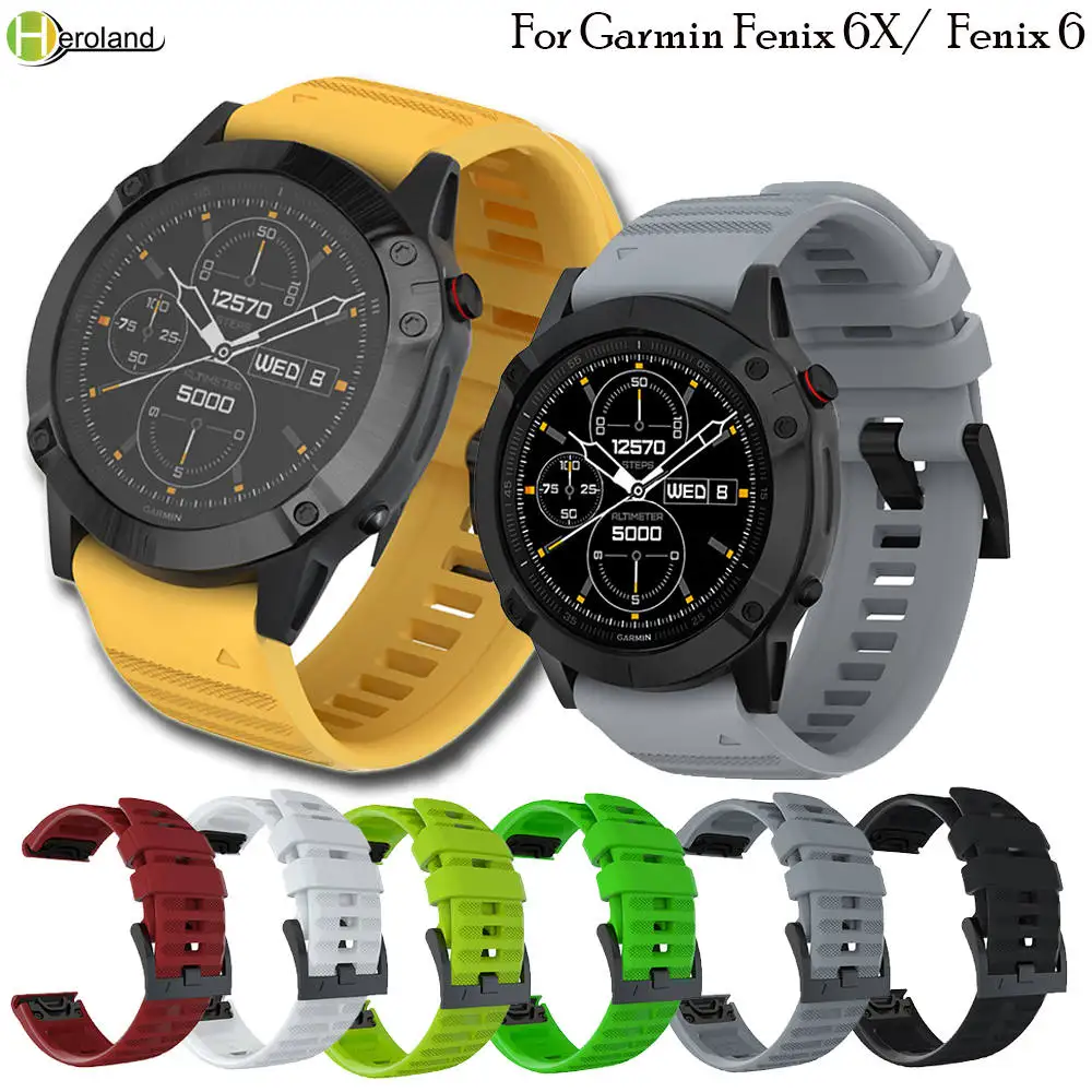 

26mm Quick Release WatchBand Strap For Garmin Fenix 6X / fenix5x Silicone Easyfit Wriststrap 22MM For Garmin fenix 6 / Quatix 5