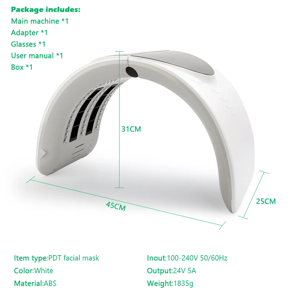  Foldable 7 Colors PDT Led Light Facial Mask Machine Acne Treatment Face Whitening Skin Rejuvenation - 4000405800011