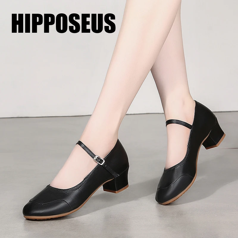 Dance Shoes for Woman Girls Ladies Latin Ballroom Modern Salsa Practise Dancing Shoes Closed Toe Square Dance Soft Rubber Sole