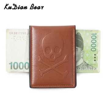 

XXXXX Men Money Clip Wallet Magnetic PU Leather Credit ID Card Case Slim Skull Pattern Money Holder Designer BIH216 PM49
