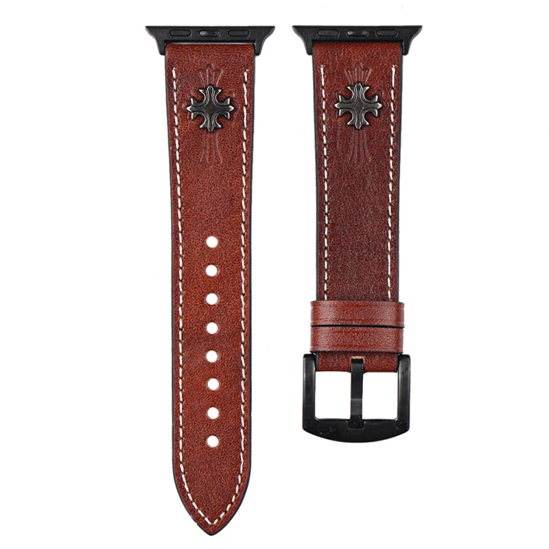 Brown A Кожаный ремешок для Apple watch band 44 мм 40 мм correa iwatch 42 мм 38 мм 3 2 Высококачественный Браслет для Apple watch 4 5 Аксессуары - Цвет ремешка: Brown A