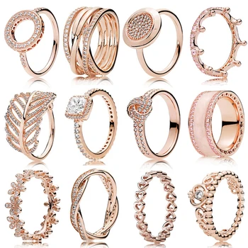 

KAKANY high quality Rose Gold Round Crown Heart Shaped Clover Ring Original High Quality 1:1 Fashion Jewelry DIY
