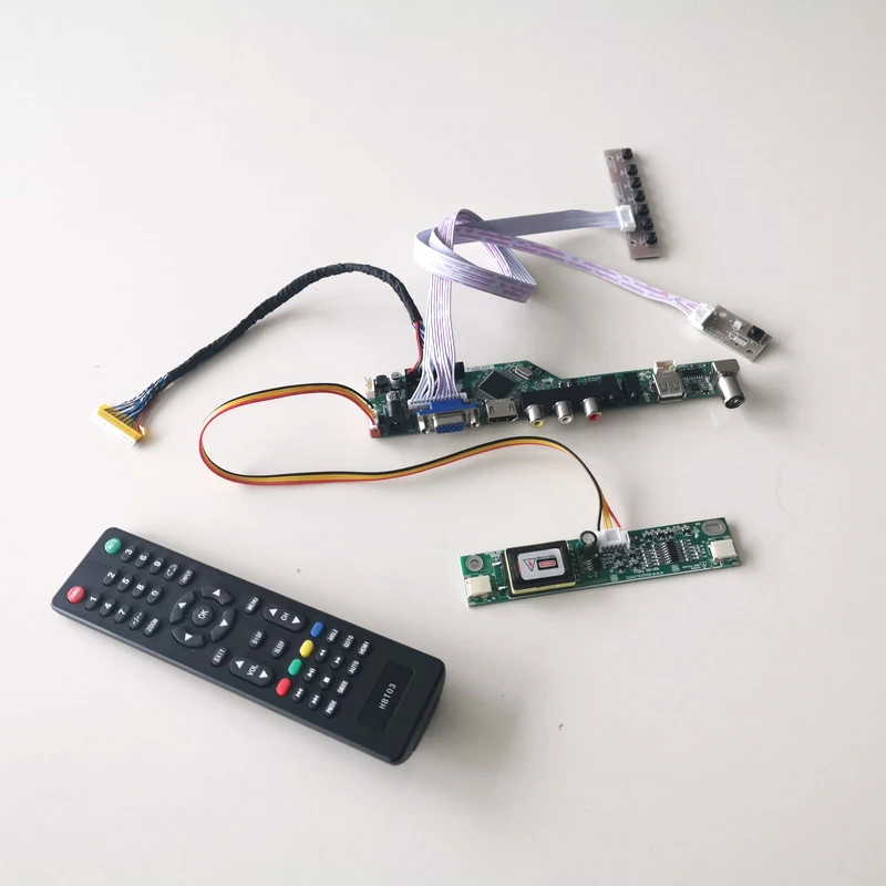 Для MT185GW01 V.A V.B 2CCFL 30Pin LVDS T. V56 плата контроллера ЖК-дисплей Панель VGA HDMI AV USB пульт дистанционного управления+ инвертор+ клавиатура DIY kit