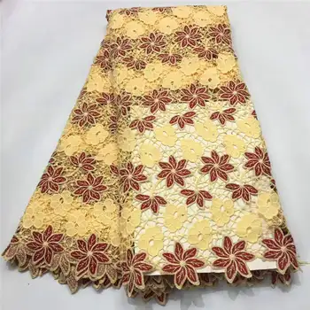 

High Quality African Water Soluble Cord Lace Fabric Fashion Style Guipure Cord Network Laces With Stones For Nigerian Sews FD122