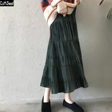 Cultiseed женские золотые бархатные юбки женские с высокой талией гофрированные длинные юбки женские новые модные осенние зимние повседневные юбки Одежда