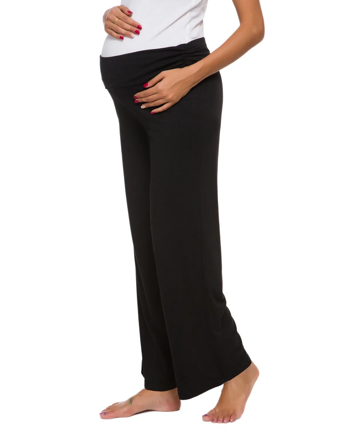 Женские широкие/прямые универсальные пижамы для беременных, Йога, тренировки, палаццо, брюки для беременных, удобные штаны для отдыха - Цвет: pic