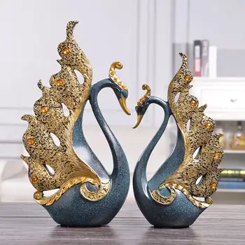 

2Pcs Couple Swan Figurine Sculpture Art Craft Wedding Party Display Table Decor