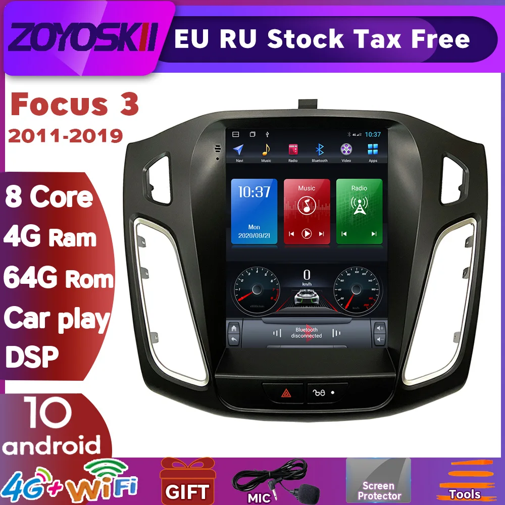 ZOYOSKII Android 10 вертикальный экран Tesla Автомобильный Gps мультимедийный радио