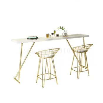 

Bar Table Household Simple Modern Solid Wood Bar Table And Chair Agains