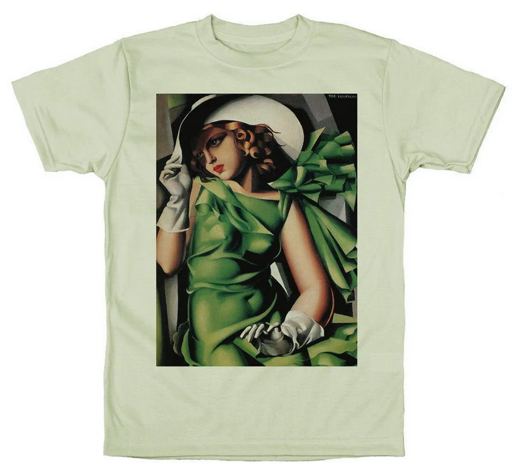 Tamara De Lempicka Young Lady With Gloves (Girl In A Green Dress) T-Shirt Birthday Gift Tops TEE Shirt | Мужская одежда