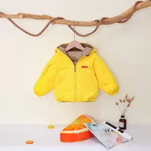 Новинка года, осенне-зимняя детская одежда Детский пуховик Двусторонняя хлопковая одежда на утином пуху для мальчиков и девочек