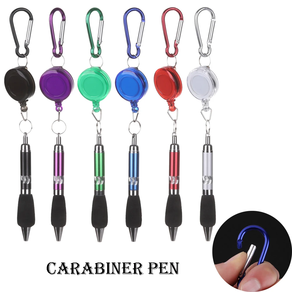 Buckle Metal Ball Point Pen With Rope Ring Pen Anti Lost Pull String Cable Ball Point Pen