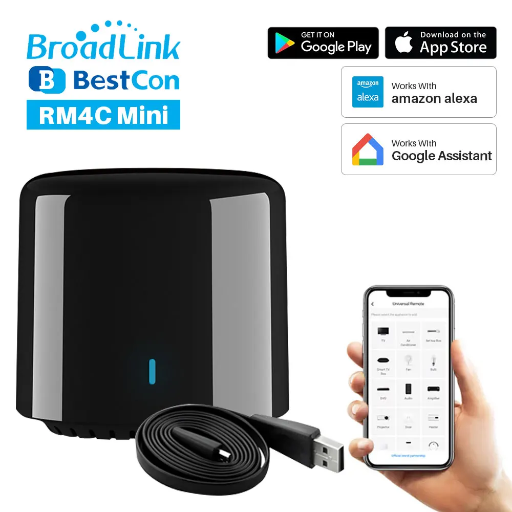 Broadlink RM Mini 3/Bestcon RM4C Mini WiFi 4G IR Remote Controller Via APP Control Smart Home Works With Alexa Echo Google Home smart ir remote controller