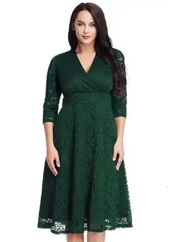 

BGW Sexy V Neck Lace A Line Mother Of The Bride Dress Three Quarter Sleeves Wedding Guest Mom Dress 2020 Plus Size