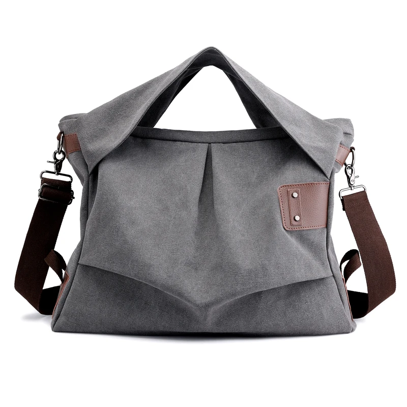 Многофункциональные модные сумки через плечо для женщин Большая вместительная холщовая сумочка Роскошные сумки женские сумки дизайнерские женские сумки для отдыха холщовая ткань большая сумка однотонные сумочки - Цвет: Gray