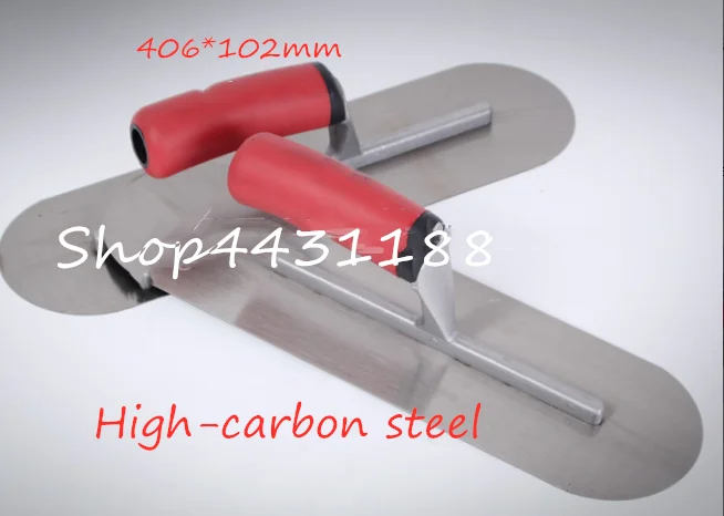 1pcs 406*102mm High Quality Round head High Carbon steel Plastic Handle Plaster Trowel Construction Concrete Spatula Tool