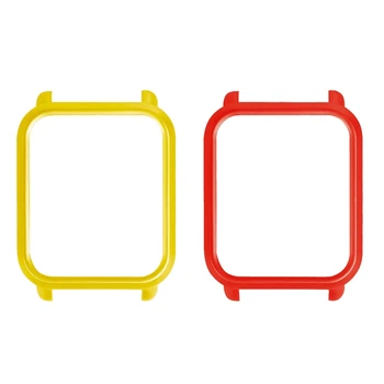 

2X Smart Watch Protecter Case Slim Frame PC Case Cover Protect Shell for Huami Amazfit Bip Youth Watch , Red & Yellow