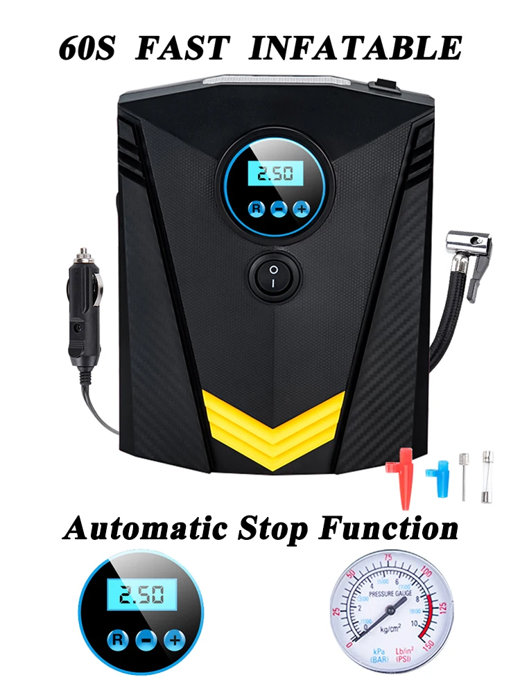 Car Air Compressor Pump 150PSI Digital Tire Inflator DC 12V Portable Tyre W LED & Automatic Stop Function for Auto | Автомобили и