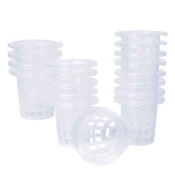 

BEAU-50 Pack 3.34 Inch Net Cups Slotted Mesh Wide Lip Filter Plant Net Pot Bucket Basket for Hydroponics Aquaponics Orchids