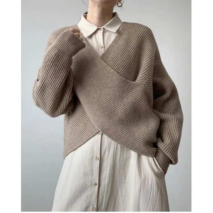 2020 Autumn Winter New Chic Women Pullovers Sweaters Korean Batwing Sleen Knit Crop Sweater Vintage Office Lady Sueter Mujer | Женская