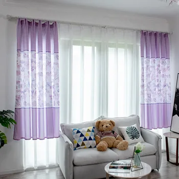 

Simple Floral Pattern Blackout Blue Curtains for Living Room Bedroom Kichen Short Window Curtains Panel Drapes Home Decoration