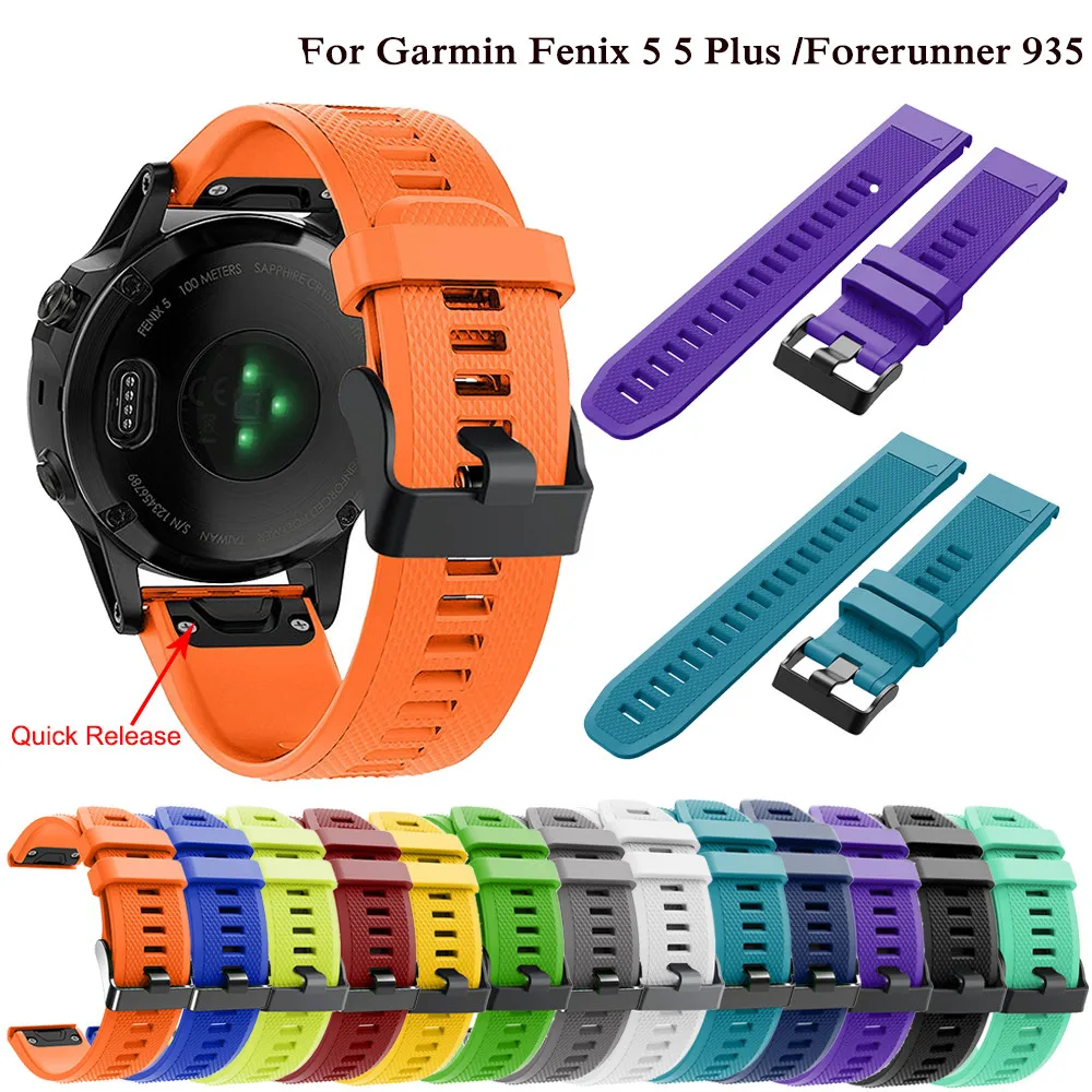 26 22 20 мм ремешок для Garmin Fenix 5X5 5S Plus 3 3 HR Forerunner 935 часы Quick Release силиконовые легко подходят ремешок на запястье