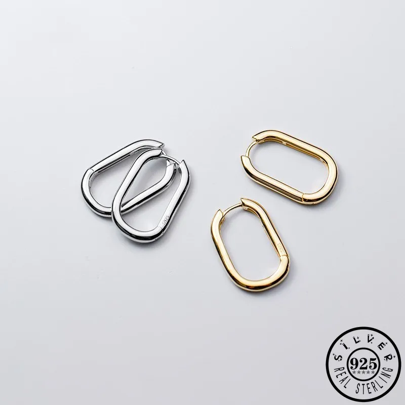 Серьги кольца Huggie мужские/женские из серебра 925 пробы с позолоченными вставками в