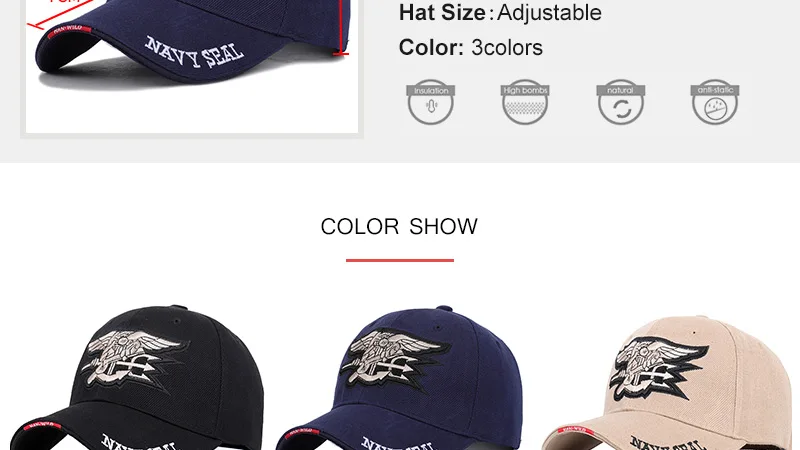New High Quality Badge Embroidery Baseball Cap NAVY SEAL Casual Hat Spring Man Woman Cotton Adjustable Dad Hat Male Trucker