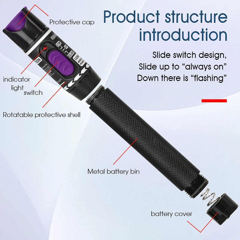 COMPTYCO 50MW FTTH Fiber Optic Tester Pen Type Red Laser optical fiberLight Visual Fault Locator Optical Cable Tester 5-50MW ftth fast connector