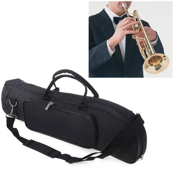 

Professional Trumpet Bag Oxford Cloth With Pocket Waterproof Wind Instrument Gig Package Storage Case Adjustable Strap Black