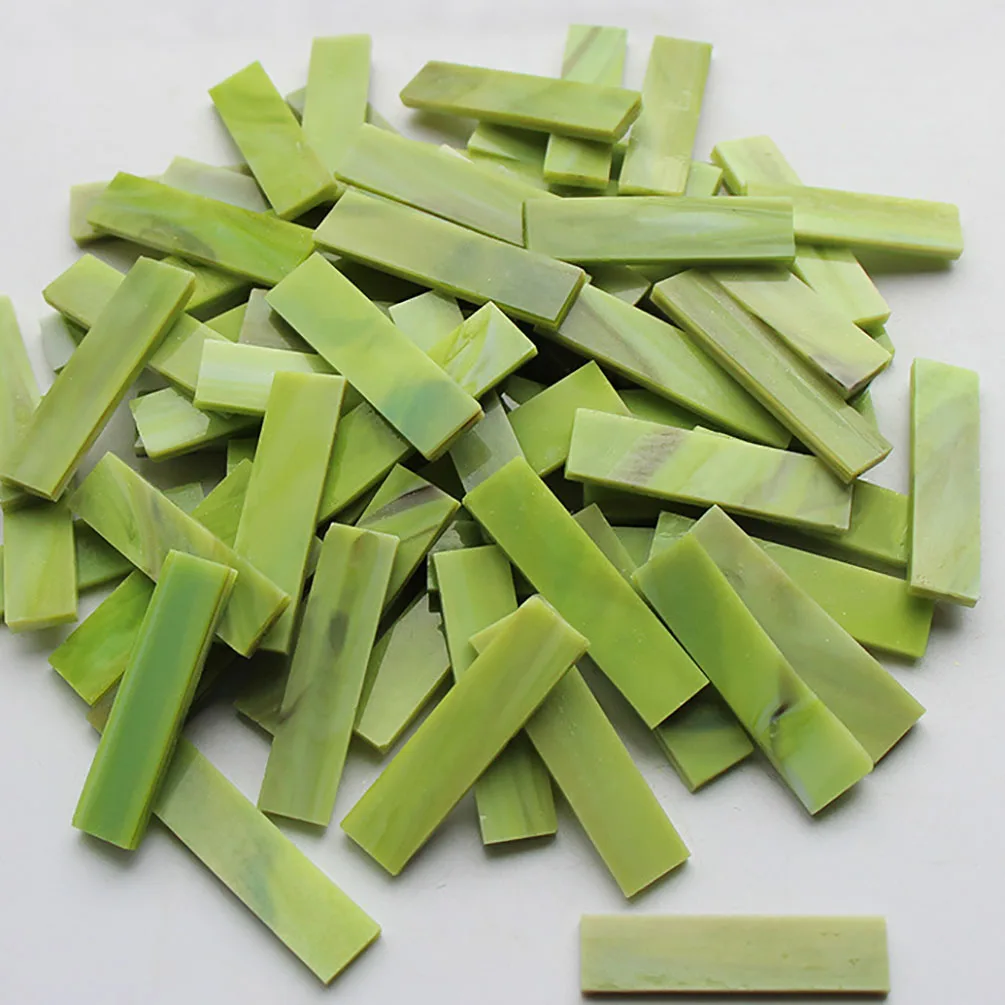Mixed Color 1 X 4 Cm Square Stained Glass Strip Clear Glass Mosaic Pieces DIY Mosaic Tiles Hobbies Art Crafts Material 100g